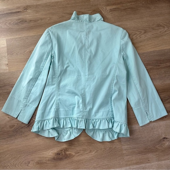 Talbots Baby Blue Ruffle Lightweight Jacket size 10 - Picture 2 of 7